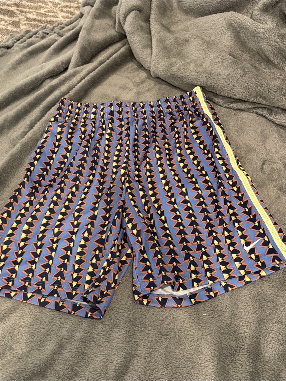 Nike Blue, Black and Orange Geometric Training Shorts